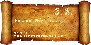 Bogdanu Máriusz névjegykártya